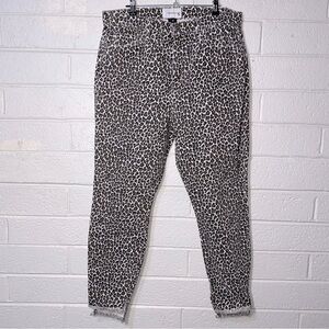 Current Elliot Cheetah Print Tapered Frayed Hem Pants Denim Print 32 Waist Jeans